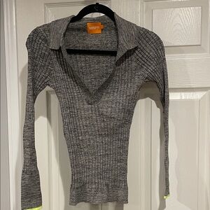 WISPR Gray Ribbed Long Sleeve Top